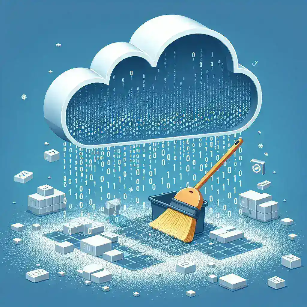 "Person performing disk cleanup on a computer screen while discussing data protection methods, including encryption and system maintenance."