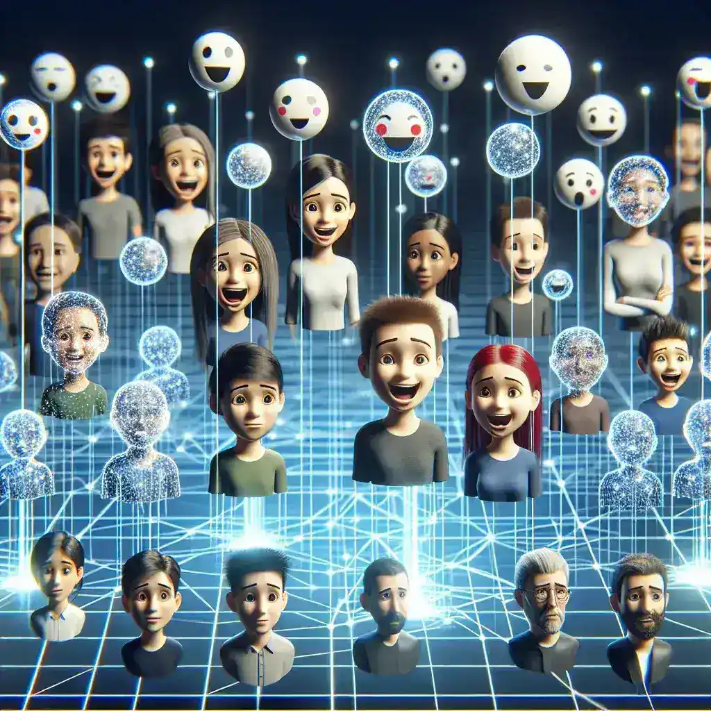 "Customizable Horizon Avatars displaying various emotional state indicators introduced by Meta, showcasing diverse expressions and reactions in a virtual environment."